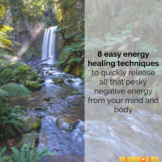 Soothing waterfall sound as energy healing technique